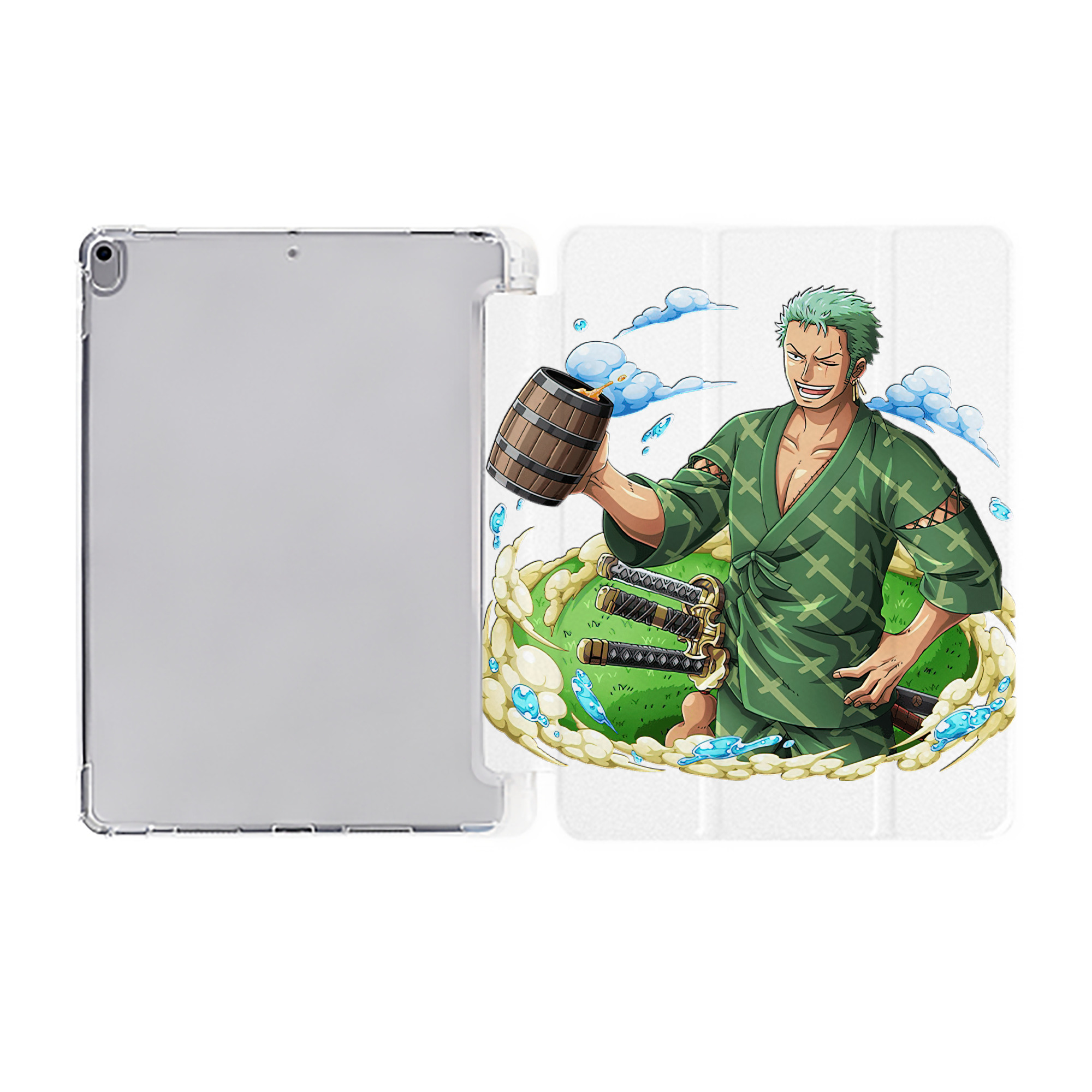 （画像用） ワンピース ロロノア・ゾロ ONE PIECE Roronoa Zoro IPad ケース ペン収納付き 三つ折りスタンド PUレザー×シリコン 対応機種9.5/10.5/10.9インチ